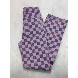 PacSun Checkerboard Print Straight Leg Jeans Lilac Purple Women's‎ Size 26